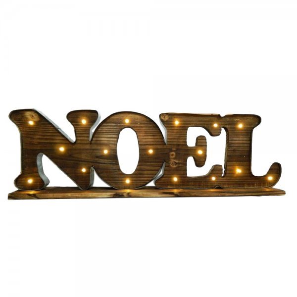 Χριστουγεννιάτικη Διακοσμητική Ξύλινη Επιγραφή "NOEL", με 17 LED (71cm)
